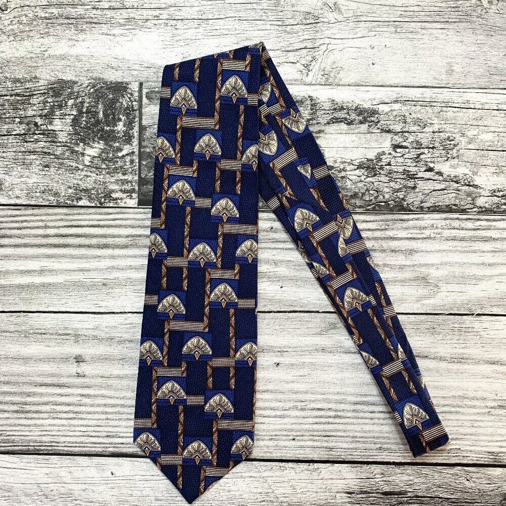 Christian Dior Monsieur Vintage Geometric Pattern Silk Tie